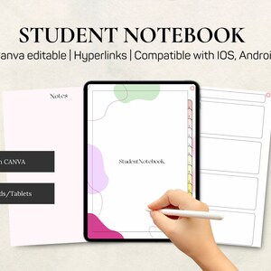 Student Digital Notebook, Portrait Digital Student Notebook with Hyperlinks, Notebook Template for School, Digital Note Templates