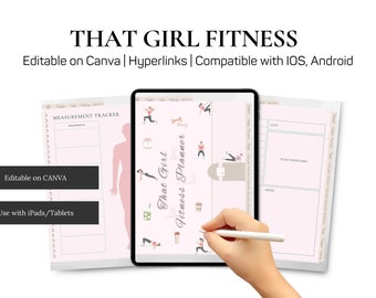 That Girl Fitness Planner, Glow Up Planner, Workout Exercise Planner voor gezondheid en gewichtsverlies, Girls Self-love Templates, Ongedateerde Planner