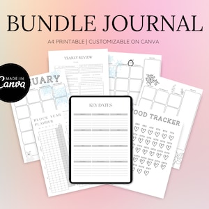 Undated Bullet Journal Bundle, Bullet Journal Printables, Premade Bujo Template, Bullet Journal Pages, Trackers Weekly