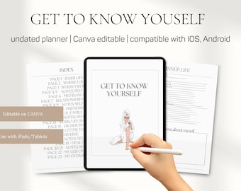 Bundle of Get to Know Yourself Planner, Self Discovery Planner, All About Me Templates, Canva Editable, iPad Goodnotes Planner