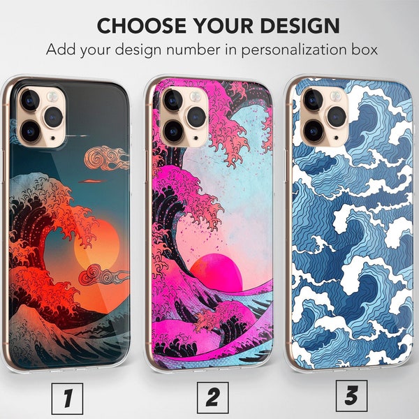 Japanese Wave Phone Case Kanagawa Cover For iPhone 15 Pro Max 14 Plus 13 12 Mini 11 XR XS X 7+ 8 SE Samsung S24 S23 S22 S21 Google Pixel 8 7