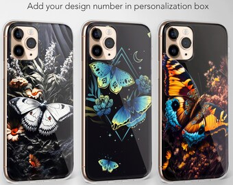 Moth Phone Case, Butterfly Aesthetic Luxury Fantasy Dark Monarch Cute Cover, iPhone 14 Pro Max, 13 12 mini 11 8 SE 2022 2020 Galaxy Abstract