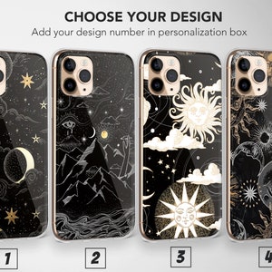Tarot Phone Case Sun Moon Celestial Stars Zodiac Cover for iPhone 16 Pro Max 15 Plus 13 12 Mini 11 XR XS X SE Samsung S24 S23 S22 Pixel 9 8