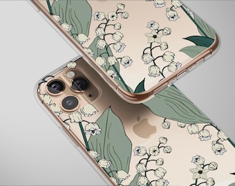 Clear Midnight Garden Lily of the Valley Phone Case Cover for iPhone 17 Pro Max 16 15 Plus 14 13 Mini Samsung S26 S25 Google Pixel 10 9 7013