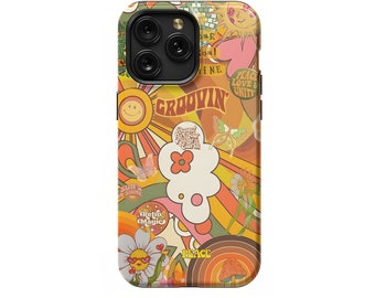Groovy Trippy Aesthetic Hippie Peace Rainbow 70s Phone Case For iPhone 17 Pro Max 16 15 Plus 13 12 Mini 11 Samsung S26 S25 Pixel 9 8