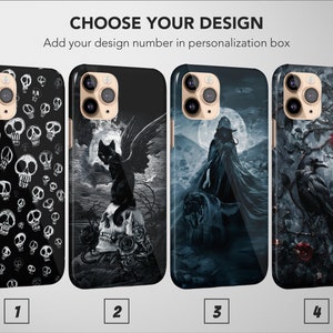Goth Phone Case Gothic Witchy Skull Dark Crow Aesthetic Night Cover iPhone 16 Pro Max 15 Plus 13 12 Mini 11 XR SE Samsung S24 S23 Pixel 8