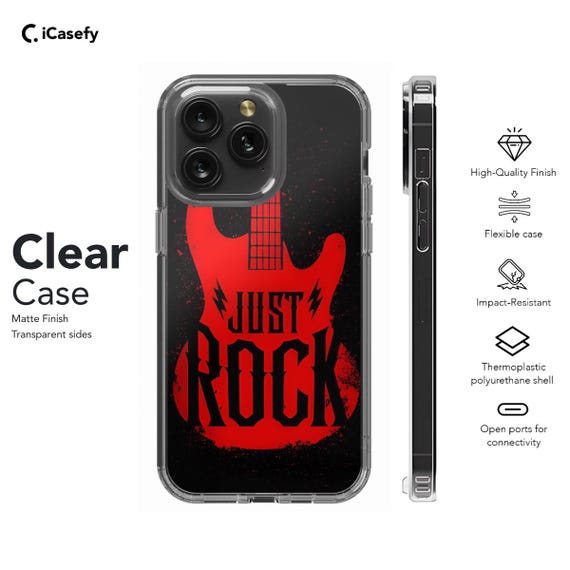 Just Rock Red Guitar Phone Case Cover for iPhone 17 Pro Max 16 15