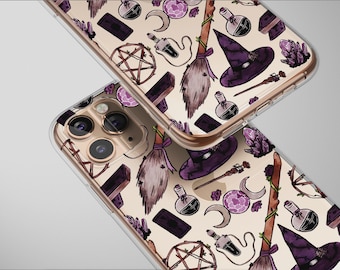 Clear Enchanting Purple Witchs Essentials Phone Case Cover for iPhone 17 Pro Max 16 15 Plus 14 13 Mini Samsung S25 S24 Pixel 10 9 7377