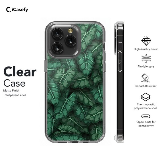 Seamless Green Leaf Phone Case 343 for iPhone 16 Pro Max 15 14