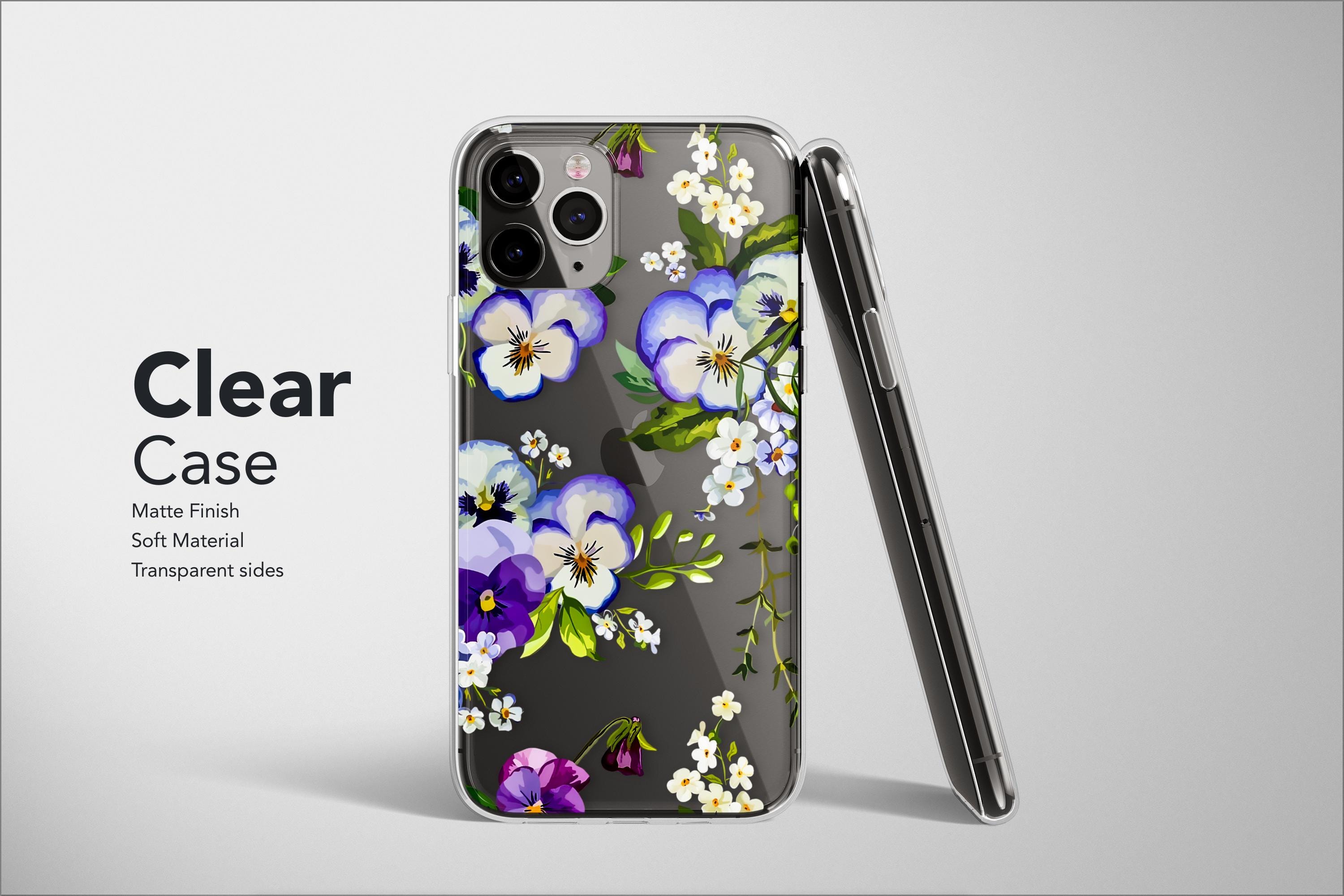 Clear Wild Flower Pansies Phone Case Pressed Spring Cover
