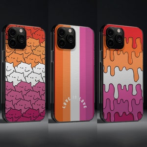Lesbian Pride Phone Case, Subtle Line Art, Wavy Paint Cover