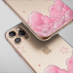 Clear Starry Shower Over Dreamy Clouds Phone Case Cover for iPhone 16 Pro Max 16e 15 Plus 13 12 Mini SE Samsung S25 S24 Google Pixel 10 9