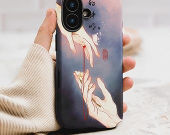 Red String of Fate Japanese Art Illustration Phone Case Cover for iPhone 17 Pro Max 16 15 Plus 14 17e Mini Samsung S26 S25 Pixel 10 9 9618