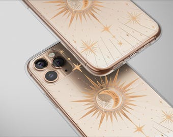 Clear Digital Eclipse Celestial Glitch Art Phone Case Cover for iPhone 17 Pro Max 16 15 Plus 14 17e Mini Samsung S26 S25 Pixel 10 9 7704