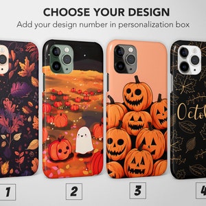 Spooky Season Phone Case, Autumn Pumpkin & Ghost Designs