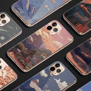 Anime Aesthetic Phone Case Lofi Japan Cover for iPhone 16 Pro Max 15 Plus 13 12 Mini 11 XR XS X 7+ 8 SE Samsung S23 S22 S21 Google Pixel 9 8