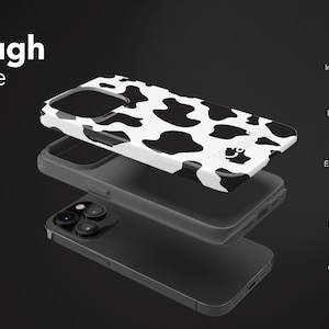 Pode incluir: Uma capa de telefone resistente com um design de estampa de vaca em preto e branco. A capa &eacute; feita de um material de policarbonato de dupla camada e possui portas abertas para conectividade. &Eacute; resistente a impactos e fornece durabilidade e prote&ccedil;&atilde;o adicionais para o seu telefone.