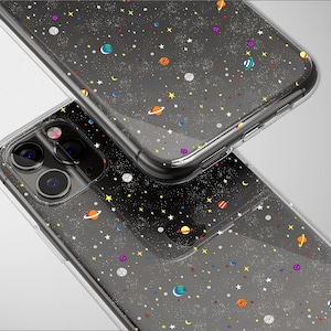 Klare Himmlische Handyhülle Mond Sterne Planet mystische Abdeckung für iPhone 16 Pro Max 15 Plus 13 12 Mini 11 XR SE Samsung S25 S24 S23 Pixel 9 8