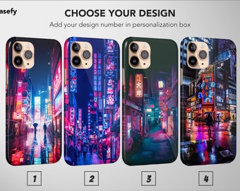 Japanese Night City Phone Case Cyberpunk Aesthetic Cover For iPhone 15 Pro Max 14 Plus 13 12 Mini 11 XR XS X SE Samsung S24 S23 Pixel 8 7