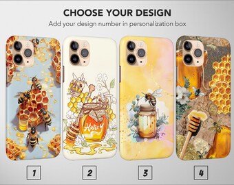 Bee Phone Case Cute Yellow Honey Shell Aesthetic Cover for iPhone 17 Pro Max 16 Plus 13 12 Mini 11 Samsung S26 S25 S22 Google Pixel 9 8