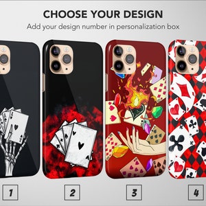 Playing Cards Phone Case Seamless Ace of Hearts Spades Cover for iPhone 16 Pro Max 15 Plus 13 12 Mini 11 SE Samsung S24 S23 S22 Pixel 8 8a 7