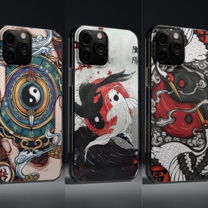 Japanese Harmony Yin Yang Phone Case Koi Fish For iPhone 16 Pro Max 15 Plus 13 12 Mini 11 XR XS X 7+ 8 SE Samsung S23 S22 S21 Pixel 9 8