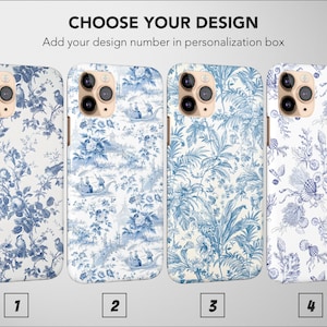 Blue Toile Case Aesthetic Vintage Cover for iPhone 16 Pro Max 15 Plus 13 12 Mini 11 XR XS X SE Samsung S24 S23 Pixel 9 8