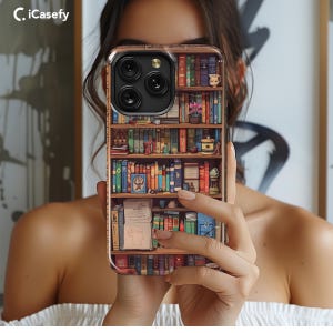Book Lover Bookshelf Phone Case For iPhone 16 Pro Max 15 14 Plus 13 12 Mini 11 XR XS X 8 SE Samsung S24 S23 Pixel 9 8 1760