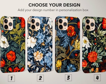 William Morris Inspired Floral Phone Case Dark Botanical Arts and Crafts Cover iPhone 17 Pro Max 16 15 13 Samsung S26 S25 Pixel