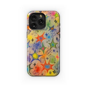 Colorful Sparkly Star Hand Drawn Phone Case For iPhone 16 Pro Max 15 Plus 14 13 12 Mini 11 XR XS X 8 SE Samsung S24 S23 Pixel 9 8 2077
