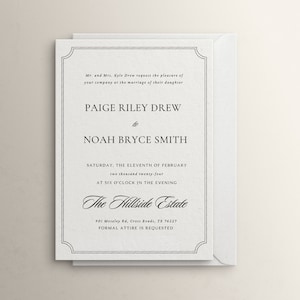 Modelo de convite de casamento elegante, estética minimalista atemporal romântica, download digital, modelo Canva para impressão estacionário