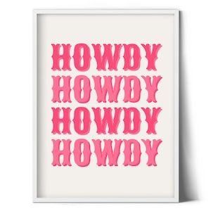 Pink Cowgirl Printable Art, Howdy- Digital File