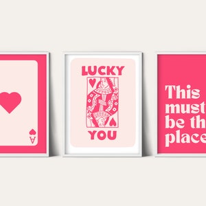 Preppy Cards Wall Print HOT PINK- Digital Download
