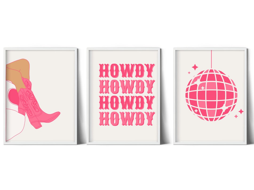 retro cowgirl art prints - set of 3 - digital download... Set of 3 Pink Cowgirl Printable Art, 18x24. Preppy Western Wall Decor ...