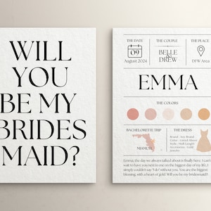 Bridesmaid Proposal Card Template, Editable Proposal Card, Bridesmaid Gift, Maid of Honor Gift, Wedding Party, Will you be my Bridesmaid?