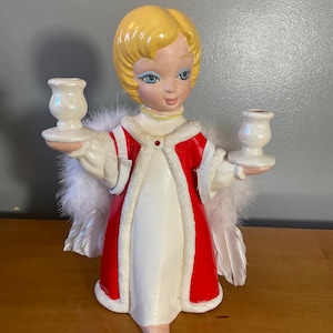 Vintage Christmas  Angel Tapered Candle Holder
