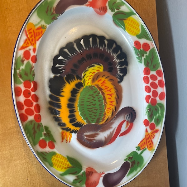 Vintage 1950s/1960s Large Metal Turkey Platter