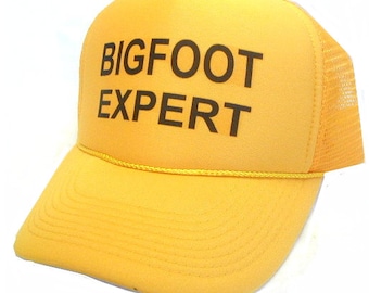 Bigfoot Expert Trucker Hat Mesh Hat Vintage Snapback Hat Yellow