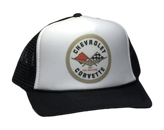 Chevrolet Corvette Trucker Hat Mesh Hat Vintage Snapback Hat Black