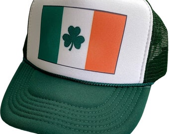 Gorra de camionero con diseño de trébol irlandés para el día de San Patricio, gorra de malla, gorra snapback vintage, verde oscuro