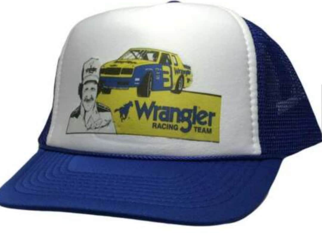 Dale Earnhardt Wrangler Racing Trucker Hat Mesh Hat Vintage