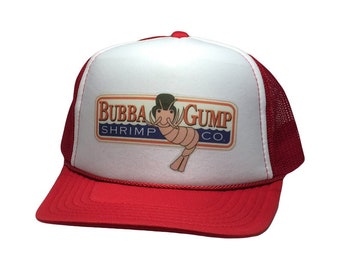 Bubba Gump Shrimp Trucker Hat Mesh Hat Vintage Snapback Halloween Costume Hat Red