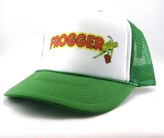 Frogger Trucker Hat Mesh Hat Vintage Snapback Hat… - image 1