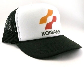 Konami Trucker Hat Mesh Hat Vintage Snapback Hat Black