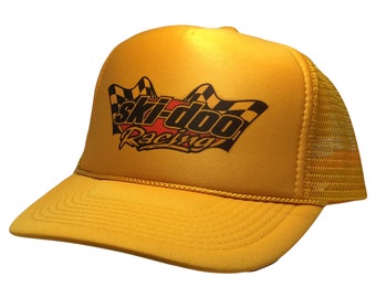 Ski-Doo Racing Trucker Hat Chapéu de malha Vintage Snapback Hat Amarelo