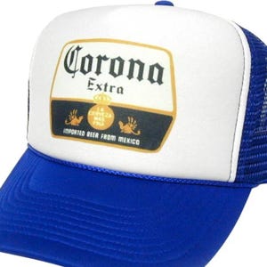 Corona Beer Trucker Hat Mesh Hat Vintage Snapback Hat Blue