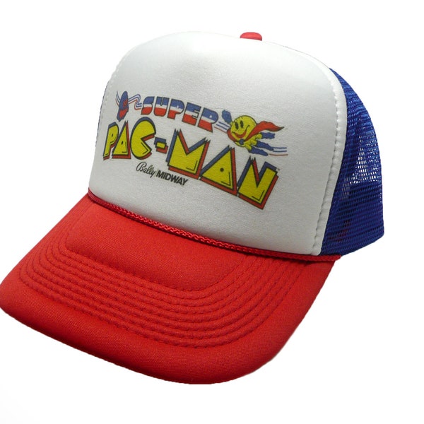 Super Pac-Man Trucker Hat Mesh Hat vintage Snapback Hat Rouge/Bleu