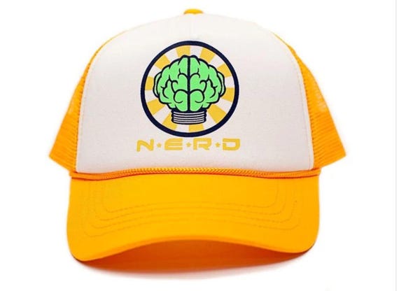 Nerd Trucker Hat Mesh Hat Vintage Snapback Hat Yellow