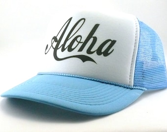 Aloha Fernlaster Hut Netz Hut Vintage Snapback Hut Hellblau