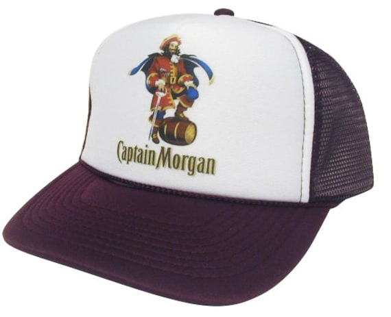 Captain Morgan Trucker Hat Mesh Hat Vintage Snapback Hat Maroon